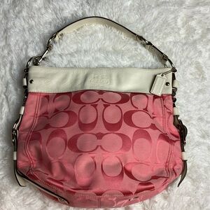 Coach Zoe Pink Silver Hobo Shoulder Handbag F12674